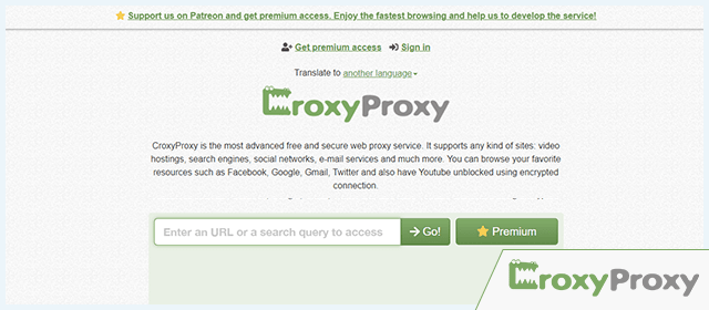 CroxyProxy screenshot with logo