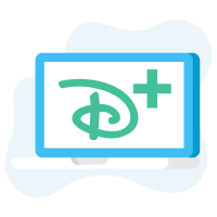 Disney+ D with + on laptop screen